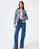 Blue tweed colarless Blazer / jacket
