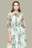 Sage print organza dress