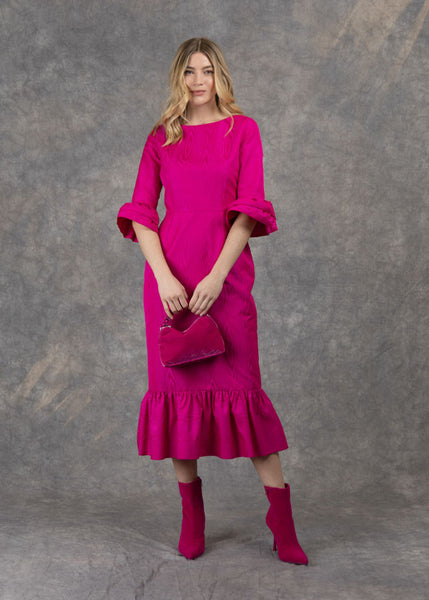 Flora Fushia Taffeta Dress