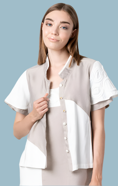 Elisa neutral linen mix jacket