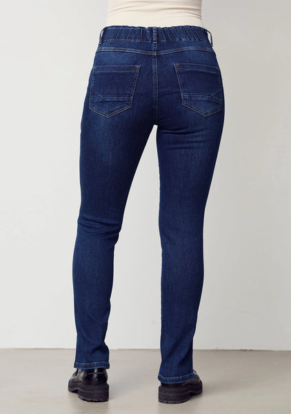 Como split dark denim pants