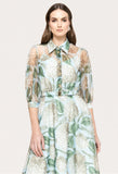 Sage print organza dress