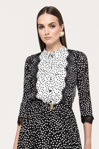 Polka dot midi dress .