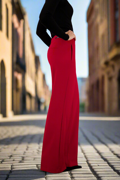 Red wide leg pants