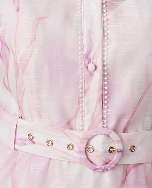 Pale pink print midi dress “In store”