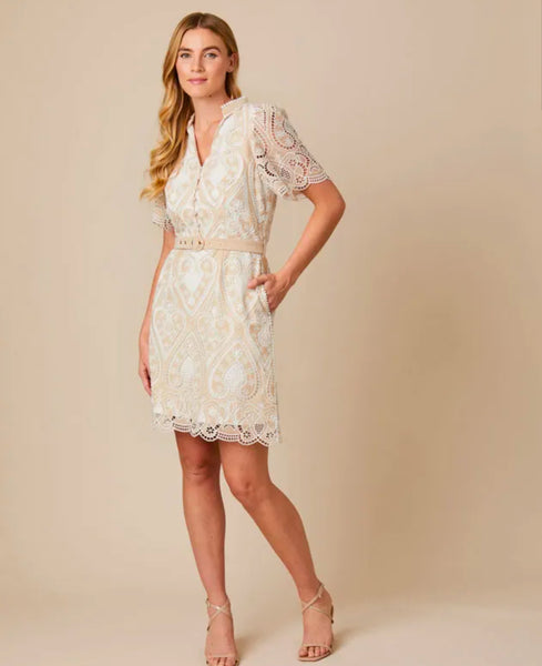 Sand white embroidered Dress