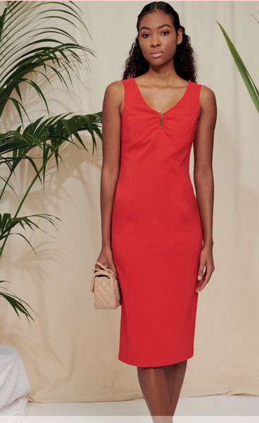 Red pencil caddy dress