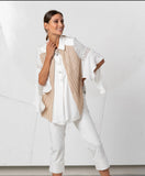 Elisa White shirt beige panels knit