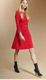 Red dress animal print trim