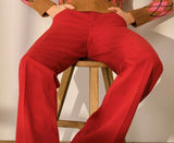 Red wide leg pants