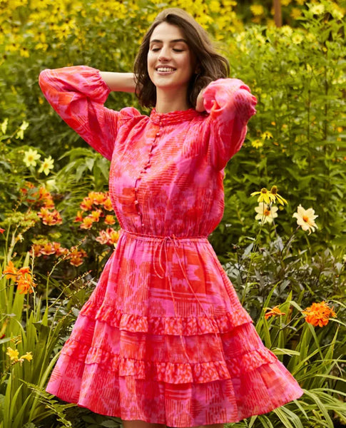 Red pink print dress