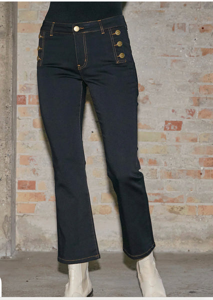 Navy cropped bootcut Jean