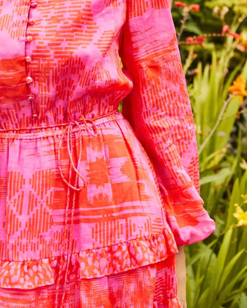 Red pink print dress