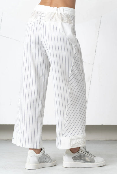 Elisa Ivory-Navy pinstripe pants