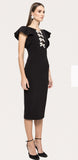 Crystal bow midi pencil dress