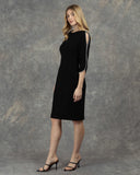 Rita black Pearl trim dress