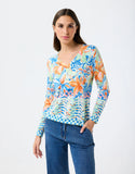 Multi Coloured tropical V knit top