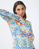 Multi Coloured tropical V knit top