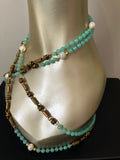 Aqua Agate double strand necklace