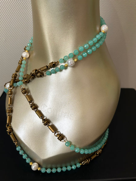 Aqua Agate double strand necklace