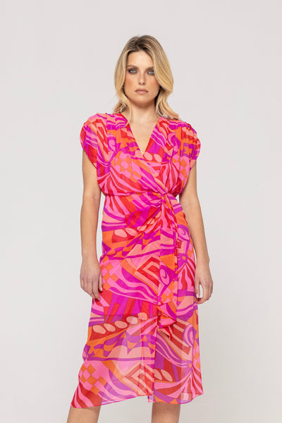 Pink Coral silk shiffon dress