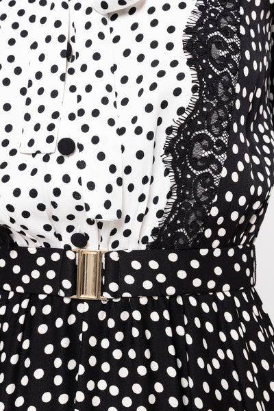 Polka dot midi dress .