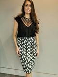 Black Lima cream Cotton Skirt