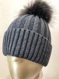 Dark grey and Matching Pom