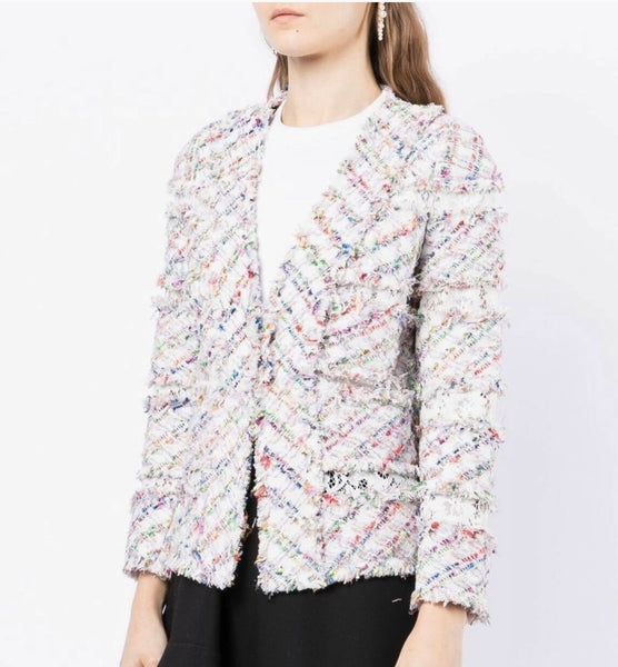 Edward Achour  Tweed collarless blazer