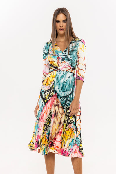 Print Sahara midi Dress v neck