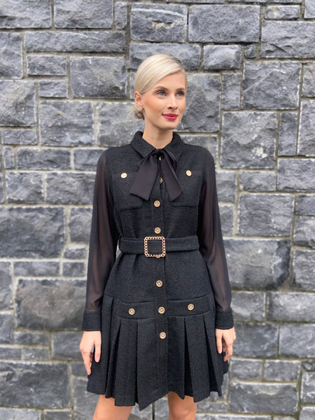 Black Boucle & Shiffon Dress