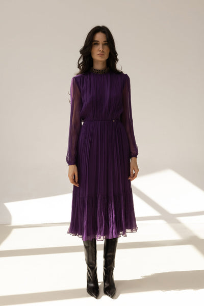 Cadbury’s Purple silk chiffon Dress In Store
