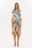 Print Sahara midi Dress v neck