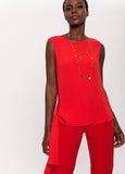 Side scarf veil top Coral red