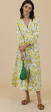 Lemon Daisy Embroidered MIDI Dress