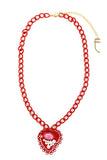 Red pink Heart necklace