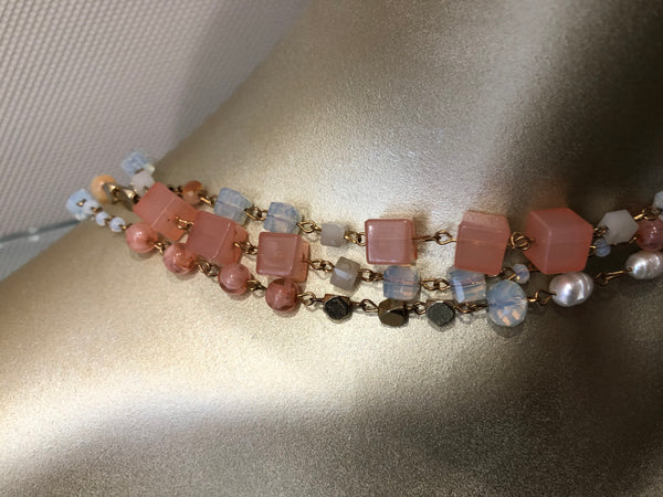 Coral /Crystal necklace