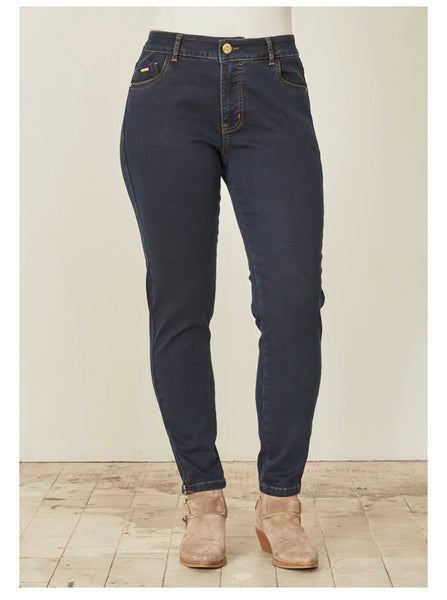 Slim Navy denim pants zip hem